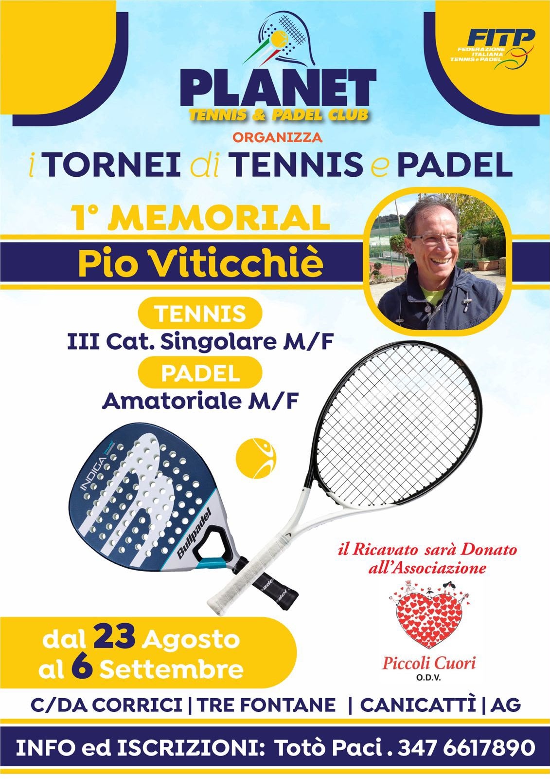 Al momento stai visualizzando Agrigento – Canicattì, al via il 1° Memorial Pio Viticchiè: tennis e padel nel segno della solidarietà