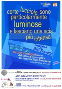 Scopri di più sull'articolo Agrigento – Al baglio Bonsignore di Naro , Silvia Lotti “Certe lucciole sono particolarmente luminose e lasciano una scia più intensa”