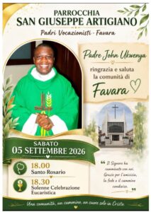 Scopri di più sull'articolo Agrigento – Padre John Ukwenya ringrazia e saluta Favara: Il commiato stasera durante una solenne Celebrazione eucaristica