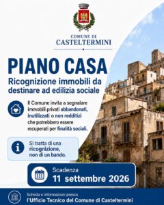 Scopri di più sull'articolo Agrigento – Casteltermini, Piano casa: parte la ricognizione degli immobili