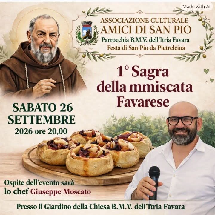 Al momento stai visualizzando Agrigento – Festa di San Pio da Pietralcina: 1ª Sagra della mmiscata favarese
