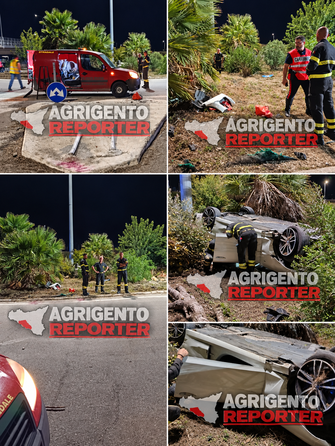 Al momento stai visualizzando Agrigento – Canicattì, auto si schianta contro la rotonda e si ribalta: conducente in ospedale
