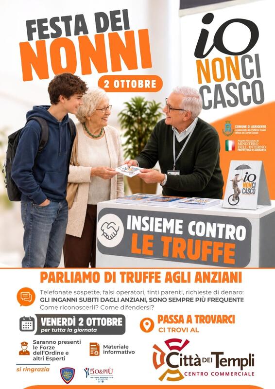Al momento stai visualizzando Agrigento, “Festa dei nonni”, iniziativa contro le truffe agli anziani