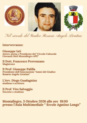 Al momento stai visualizzando Agrigento – Il circolo culturale “giovanni meli” annuncia un appuntamento dedicato al giudice rosario angelo livatino