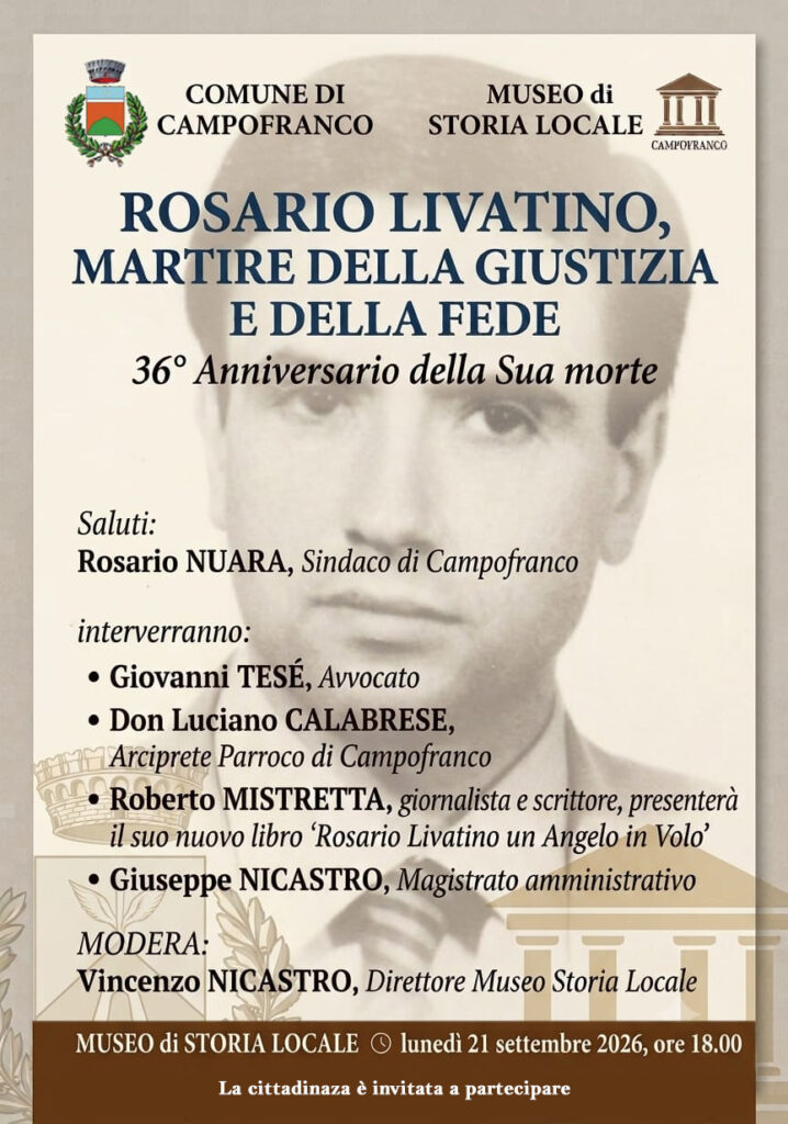 Al momento stai visualizzando Agrigento – Anniversario Livatino: a Campofranco ne parla Giovanni Tesè, amico e compagno di liceo