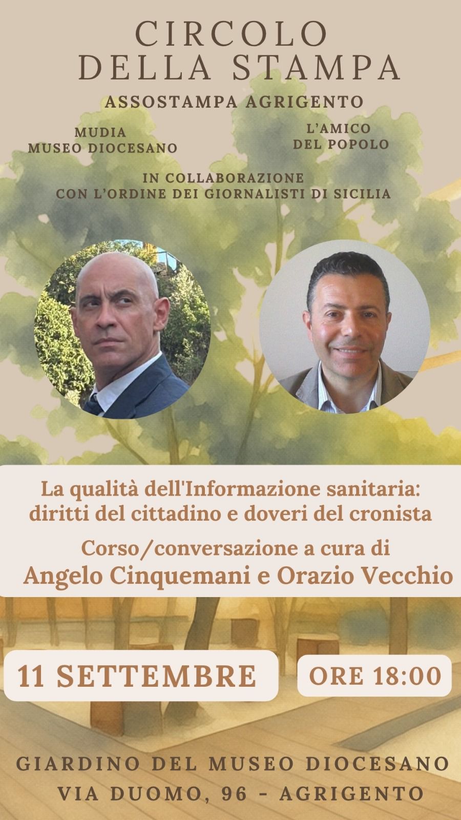 Al momento stai visualizzando Agrigento – Quarto appuntamento al Circolo della Stampa con “La qualità dell’informazione sanitaria”