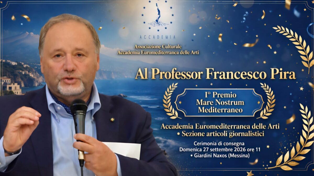 Al momento stai visualizzando Agrigento – Al professor Francesco Pira il I° Premio “Mare Nostrum 2026” per un articolo sul Mediterraneo la nostra frontiera morale