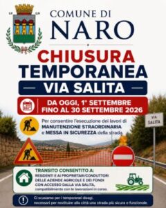 Scopri di più sull'articolo Agrigento – Naro, chiusa Via Salita per i lavori di manutenzione straordinaria: lavori fino al 30 settembre