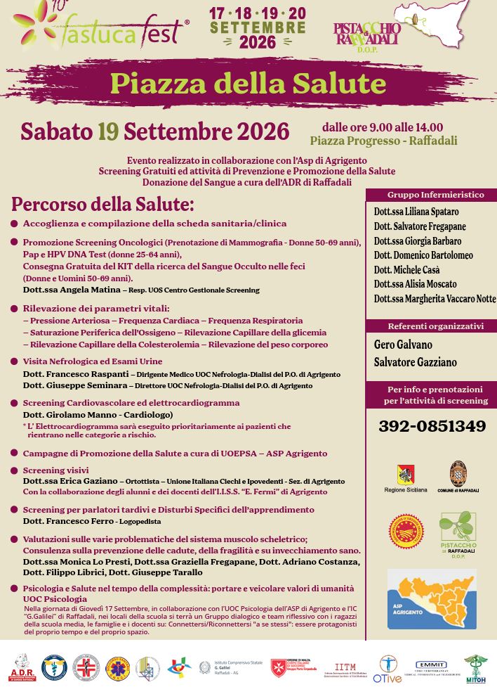 Al momento stai visualizzando Fastucafest 2026, a Raffadali arriva la “Piazza della Salute” dell’ASP di Agrigento