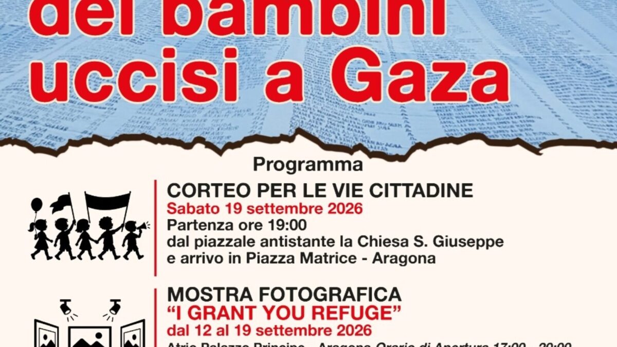 Al momento stai visualizzando Agrigento – Aragona, il “Sudario di Gaza” attraversa la città: un corteo per ricordare i bambini vittime della guerra