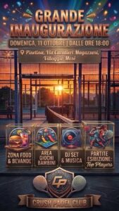 Al momento stai visualizzando Agrigento – La Pinetina riparte con la gestione di Crush Padel: la grandiosa inaugurazione domenica 12 ottobre