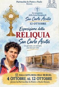 Scopri di più sull'articolo Agrigento – Una preziosa reliquia di San Carlo Acutis custodita a Favara: il programma dei solenni festeggiamenti