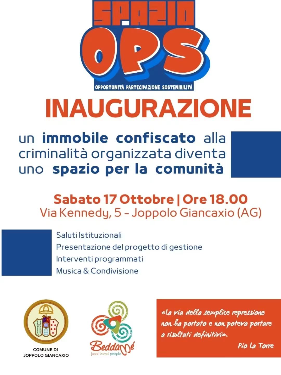 Scopri di più sull'articolo Agrigento – Opportunità, Partecipazione e Sostenibilità. A Joppolo Giancaxio s’inaugura uno spazio ad hoc
