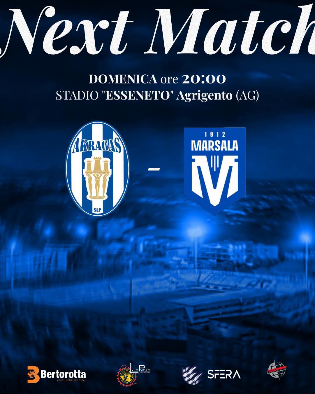 Al momento stai visualizzando Agrigento – Akragas-Marsala, il big match si gioca in notturna: domenica alle 20 all’Esseneto