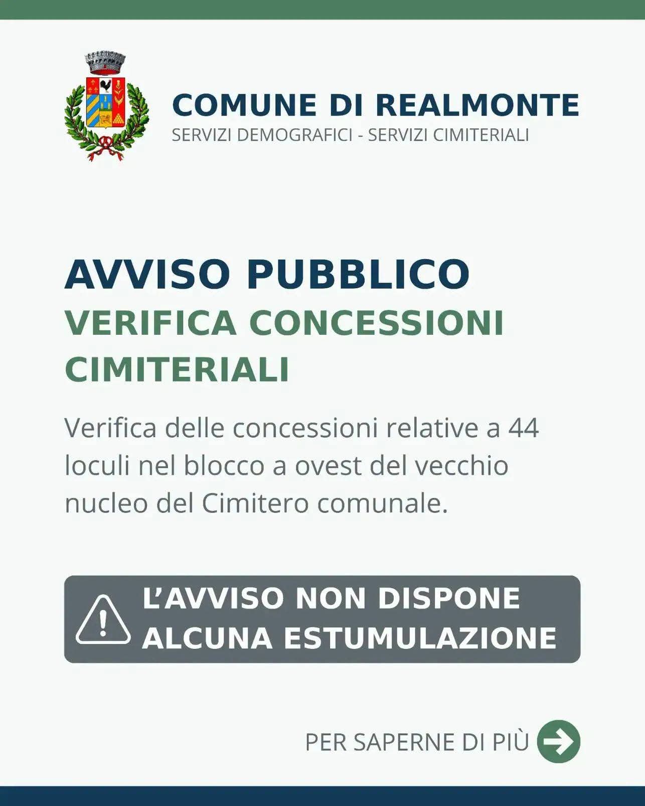 Al momento stai visualizzando Agrigento – Realmonte, pubblicato avviso concessioni cimiteriali