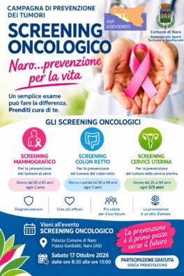 Al momento stai visualizzando Agrigento – Naro, sabato 17 ottobre una giornata dedicata alla prevenzione oncologica