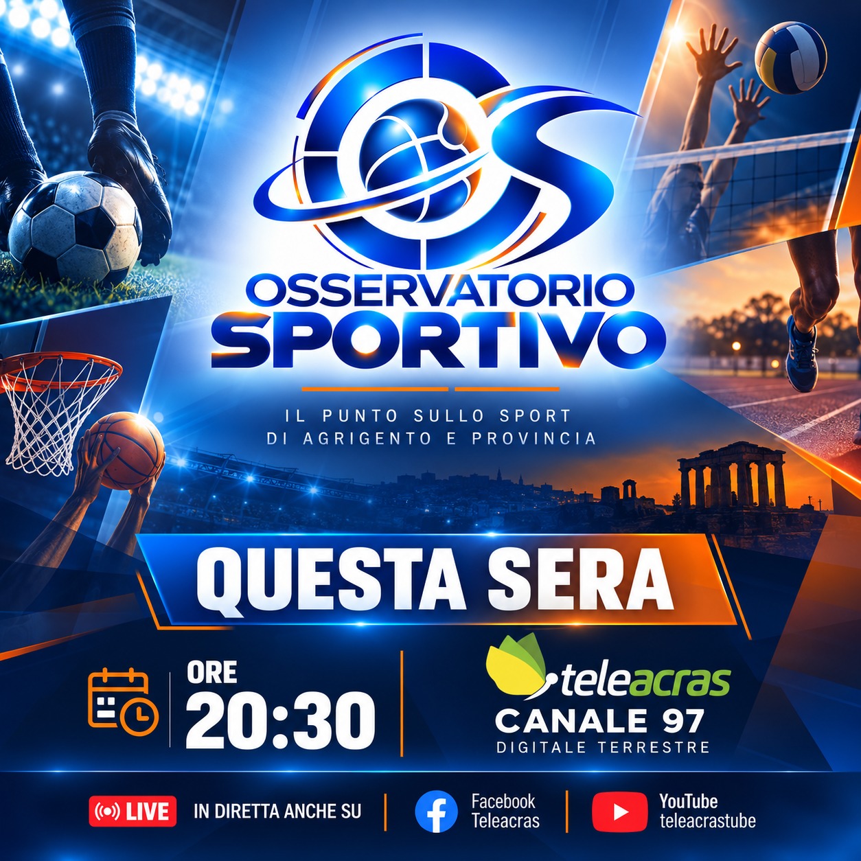 Al momento stai visualizzando Agrigento – “Osservatorio Sportivo”, questa sera alle 20:30 su Teleacras: ospiti e approfondimenti sullo sport agrigentino